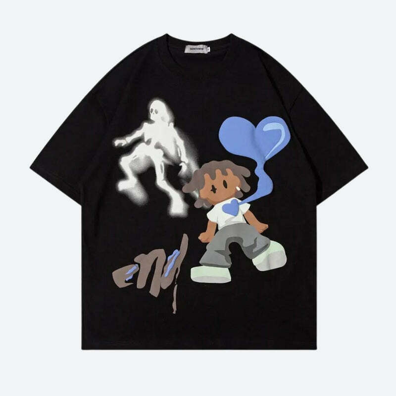 Heartless Boy Tee: Y2K Aesthetic Grunge Top for Trendy Outfits