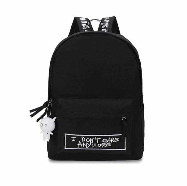 I Don't Care Anymore Aesthetic Backpack for Y2K and Grunge Styles