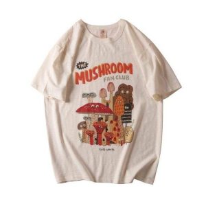 Indie Mushroom T-Shirt: Y2K Aesthetic, Grunge Style, and Coquette Vibes