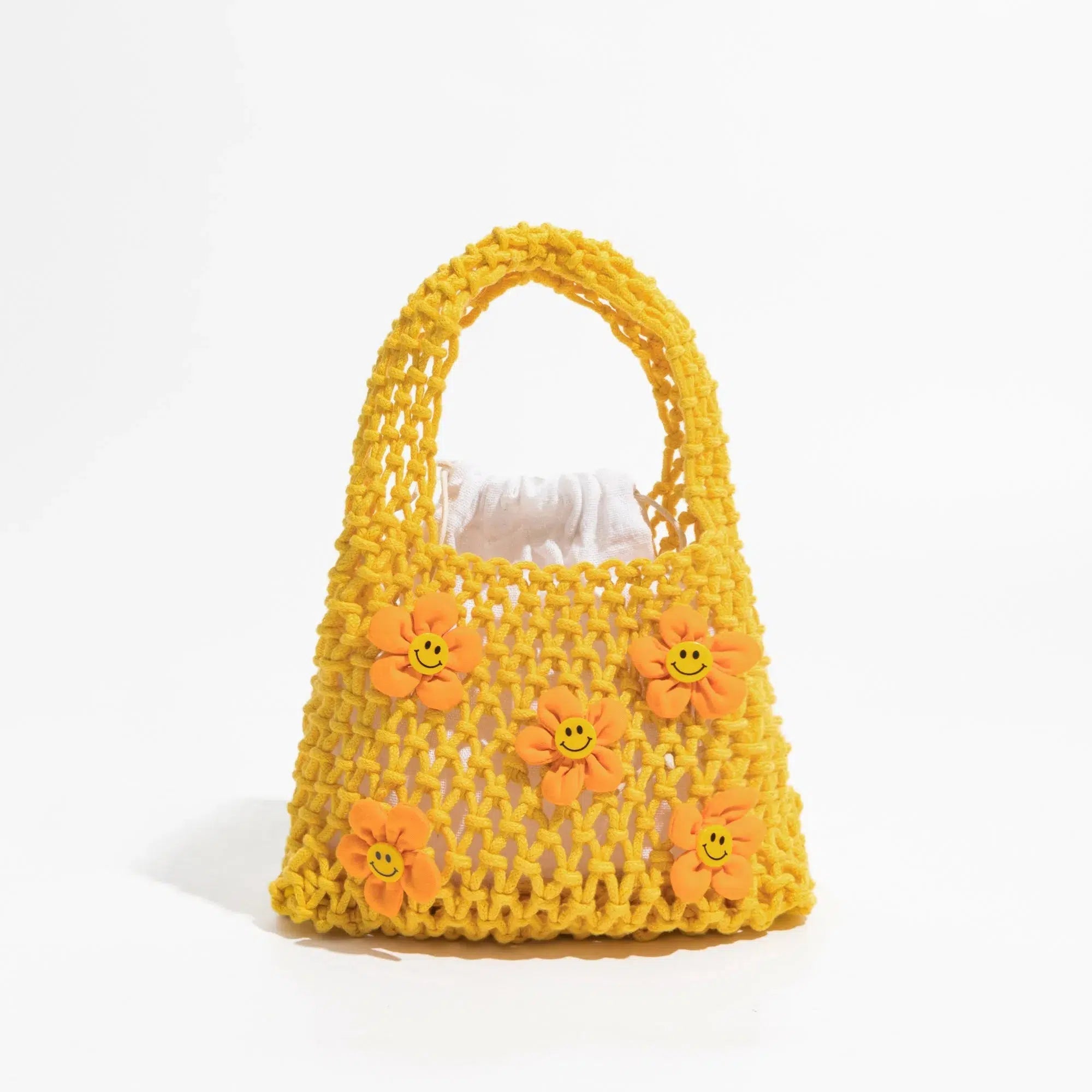 Indie Smiley Flowers Crochet Bag - Aesthetic Coquette Style Accessory