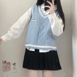 Kawaii Kuromi Vest Sweater: Y2K Aesthetic Coquette Style for Trendy Looks