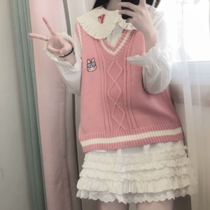 Kawaii Kuromi Vest Sweater: Y2K Aesthetic Coquette Style for Trendy Looks