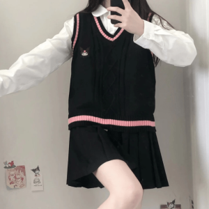 Kawaii Kuromi Vest Sweater: Y2K Aesthetic Coquette Style for Trendy Looks