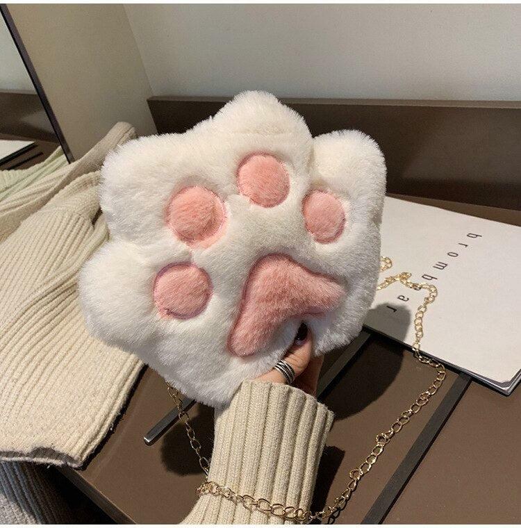 Kawaii Plush Paw Crossbody Bag - Cute Aesthetic Accessory for Y2K Fashion