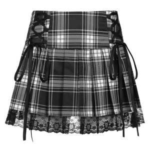 Lace-Up Plaid Skirt: Y2K Fashion Meets Aesthetic Coquette Style