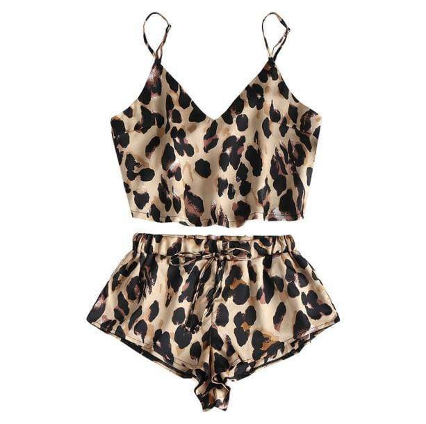 Leopard Satin Pajama Set - Y2K Fashion Meets Aesthetic Coquette Style