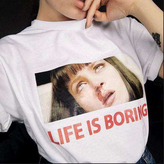 Life Is Boring T-Shirt - Y2K Aesthetic, Grunge Style, Coquette Vibes