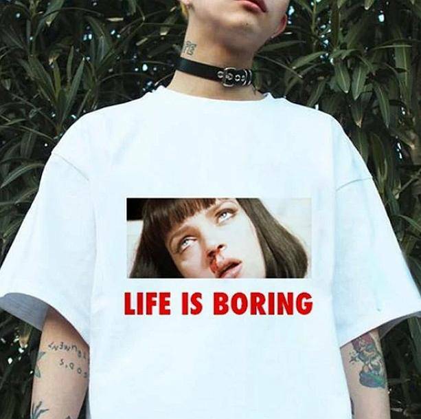 Life Is Boring T-Shirt - Y2K Aesthetic, Grunge Style, Coquette Vibes