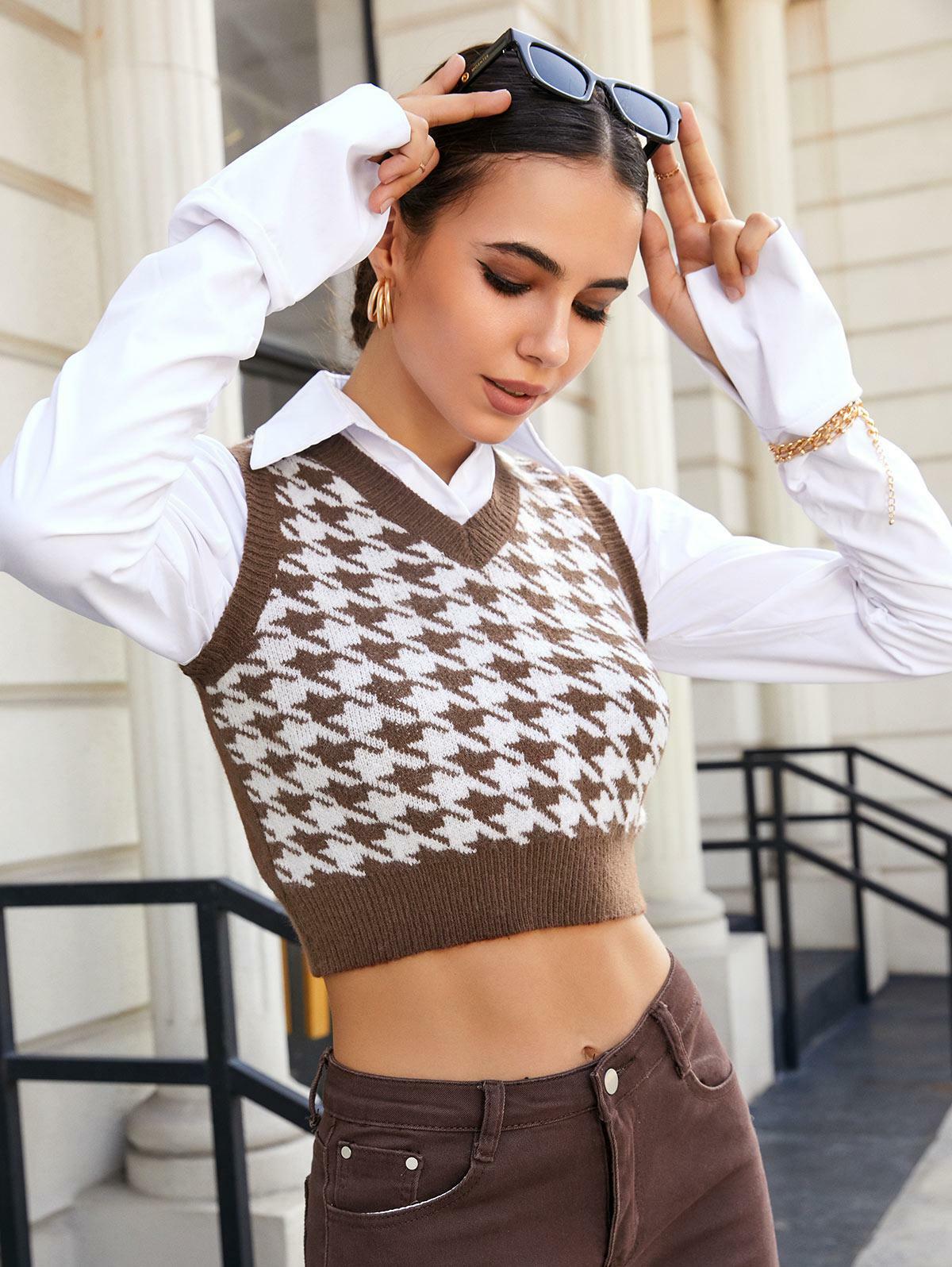 Light Academia Aesthetic Crop Sweater Vest for Trendy Y2K Fashion