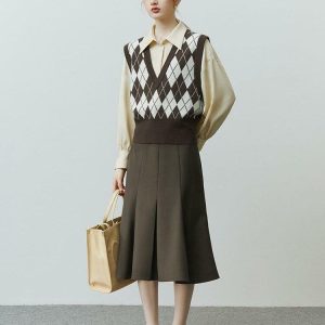 Light Academia Argyle Sweater Vest - Aesthetic Preppy Fashion Essential