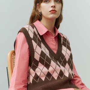 Light Academia Argyle Sweater Vest - Aesthetic Preppy Fashion Essential