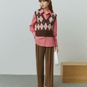 Light Academia Argyle Sweater Vest - Aesthetic Preppy Fashion Essential