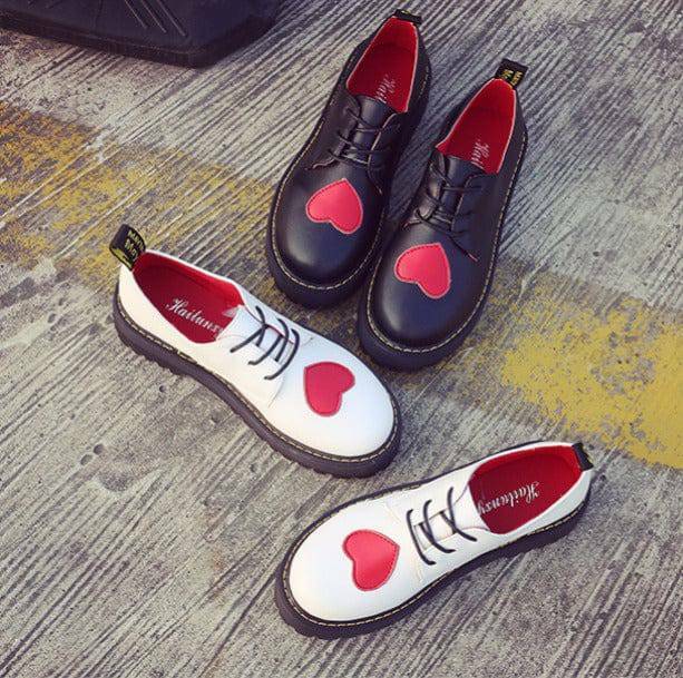 Love Heart Oxford Shoes: Y2K Aesthetic Footwear for Trendy Styles