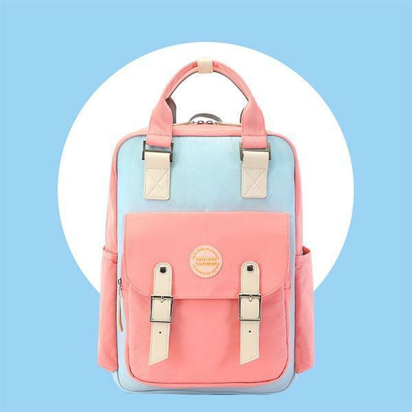 Multicolor Pastel Aesthetic School Backpack for Y2K and Coquette Styles