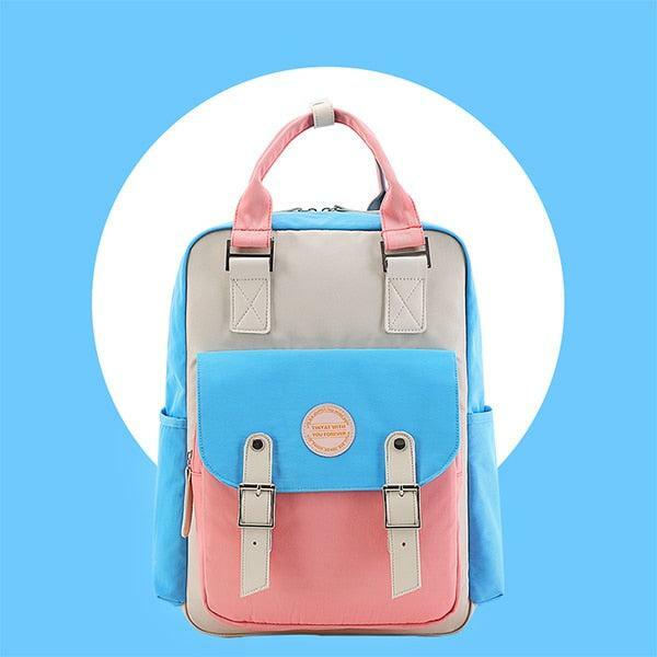 Multicolor Pastel Aesthetic School Backpack for Y2K and Coquette Styles