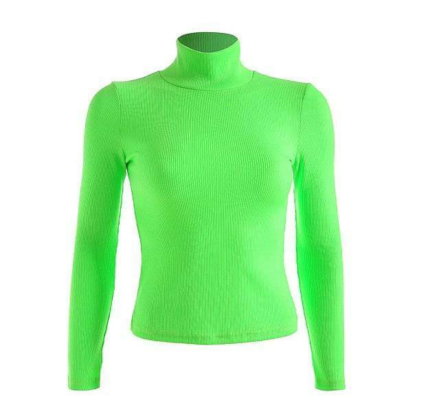 Neon Green Turtleneck: Y2K Fashion Essential for Aesthetic Outfits