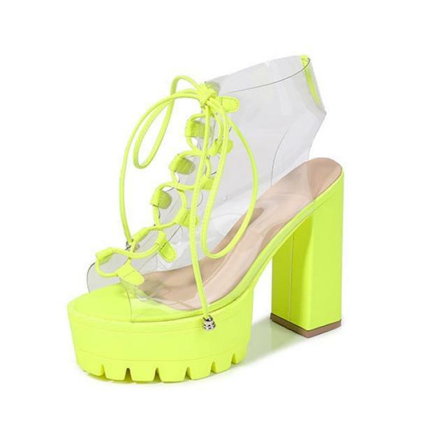 Neon Green Y2K Festival High Heels for Aesthetic Coquette Style