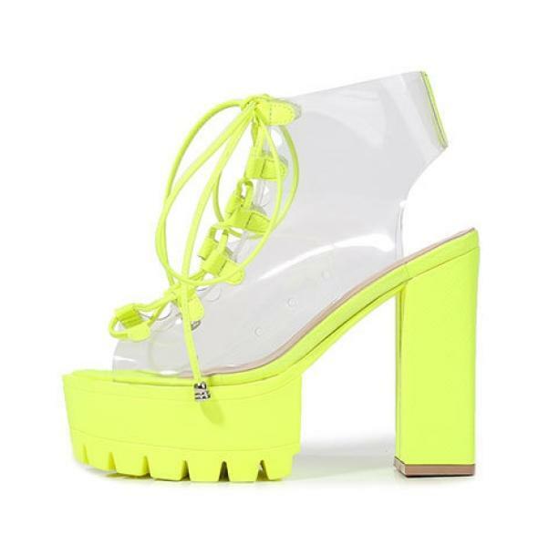 Neon Green Y2K Festival High Heels for Aesthetic Coquette Style