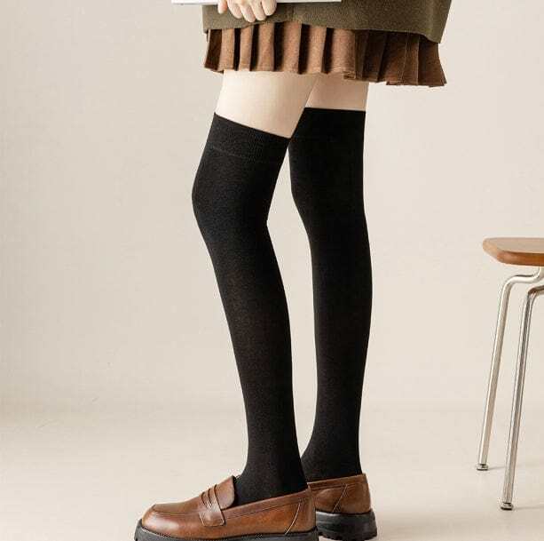 Over Knee Dark Academia Socks - Aesthetic Grunge & Coquette Style