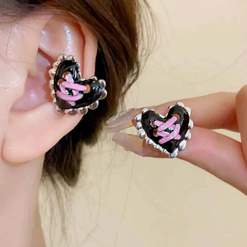 Pastel Goth Heart Corset Earrings - Aesthetic Jewelry for Unique Styles