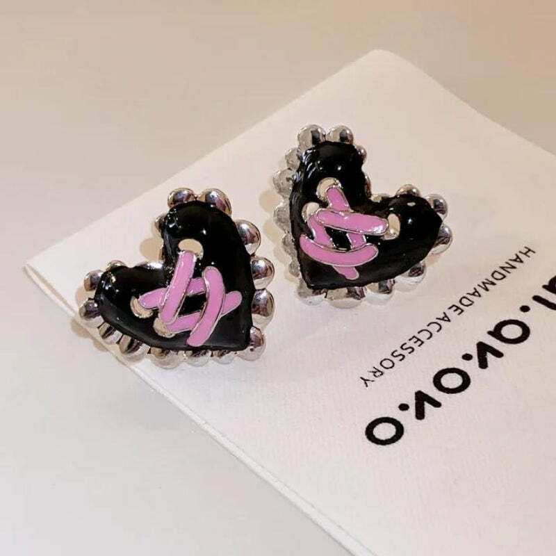 Pastel Goth Heart Corset Earrings - Aesthetic Jewelry for Unique Styles