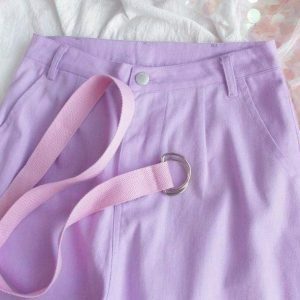 Pastel Lavender Y2K Pants for Aesthetic Coquette & Grunge Styles