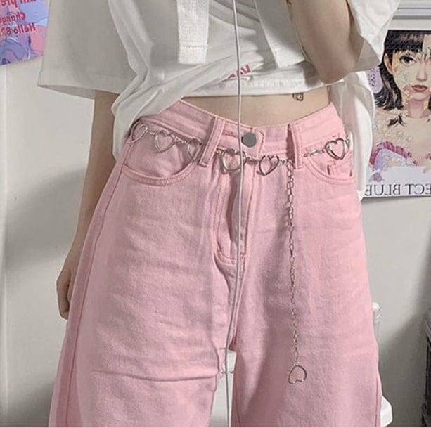 Pastel Pink Baggy Pants - Y2K Aesthetic, Coquette Style, Trendy Fashion