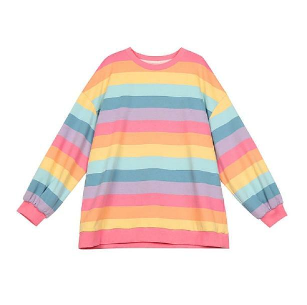 Pastel Rainbow Aesthetic Sweatshirt for Y2K and Coquette Styles