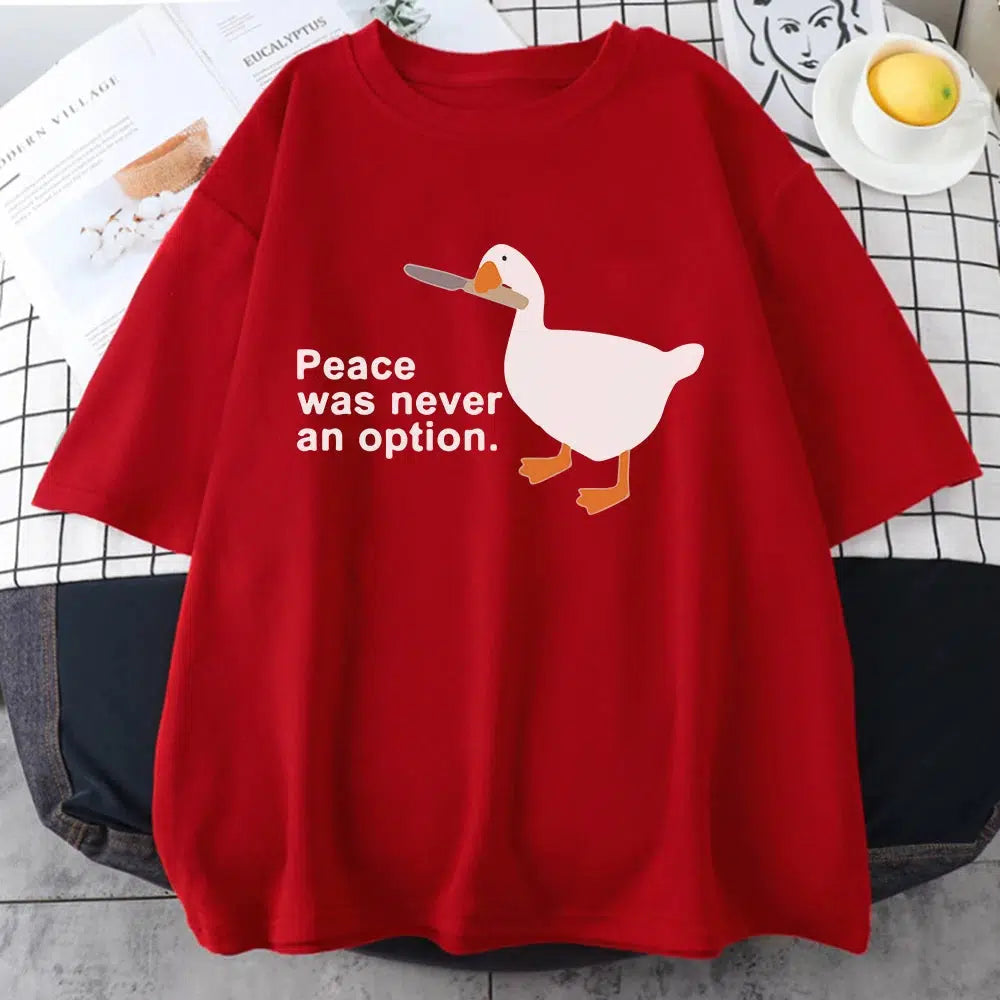 Peace Was Never An Option Tee - Y2K Aesthetic Grunge Style Top