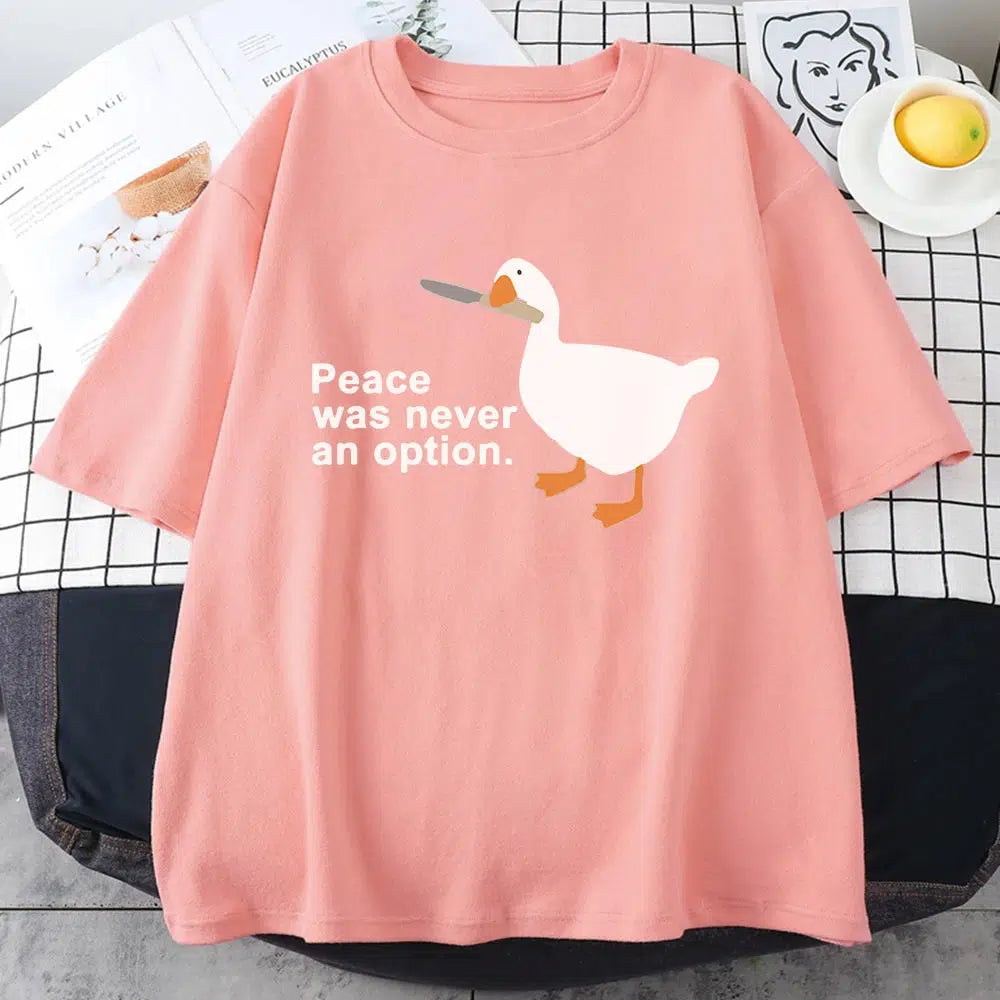 Peace Was Never An Option Tee - Y2K Aesthetic Grunge Style Top