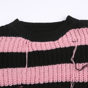 Pink Distressed Emo Sweater - Y2K Aesthetic Grunge Fashion Essential