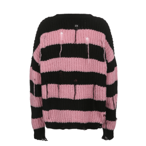 Pink Distressed Emo Sweater - Y2K Aesthetic Grunge Fashion Essential