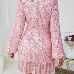 Pink Sequin Dress: Y2K Fashion, Aesthetic Coquette Style, Perfect for Parties