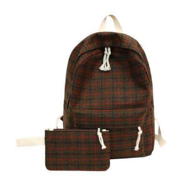 Plaid Pattern Backpack: Y2K Aesthetic Coquette Style for Trendy Looks