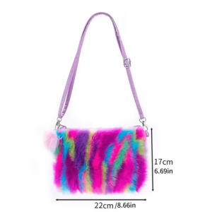 Plushy Rainbow Handbag: Y2K Aesthetic, Cute & Trendy for Every Outfit