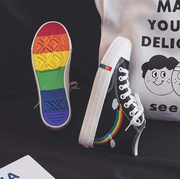 Rainbow Vibes Sneakers: Y2K Aesthetic Footwear for Trendy Outfits