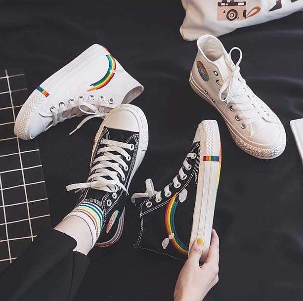 Rainbow Vibes Sneakers: Y2K Aesthetic Footwear for Trendy Outfits