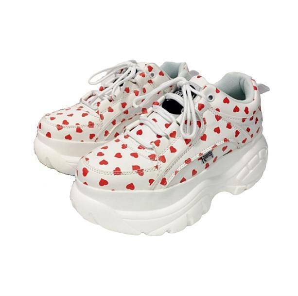 Red Hearts Sneakers: Y2K Fashion, Aesthetic Coquette Style, Cute & Trendy