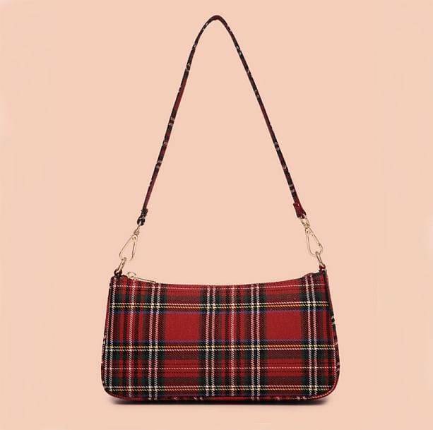 Red Plaid Handbag - Y2K Fashion Essential for Aesthetic Coquette Style