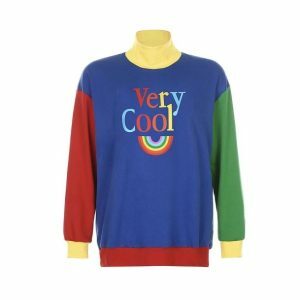 Retro Rainbow Sweatshirt: Y2K Aesthetic, Grunge Style, and Coquette Vibes