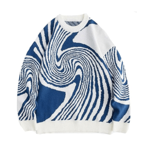 Retro Wavy Sweater: Y2K Aesthetic, Cozy Grunge Style for Trendy Looks