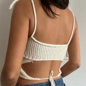 Rose Knit Crop Top - Y2K Aesthetic, Coquette Style, Trendy Fashion