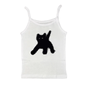 Sad Kitty Crop Top: Y2K Aesthetic, Cute Coquette Style, Trendy Fashion