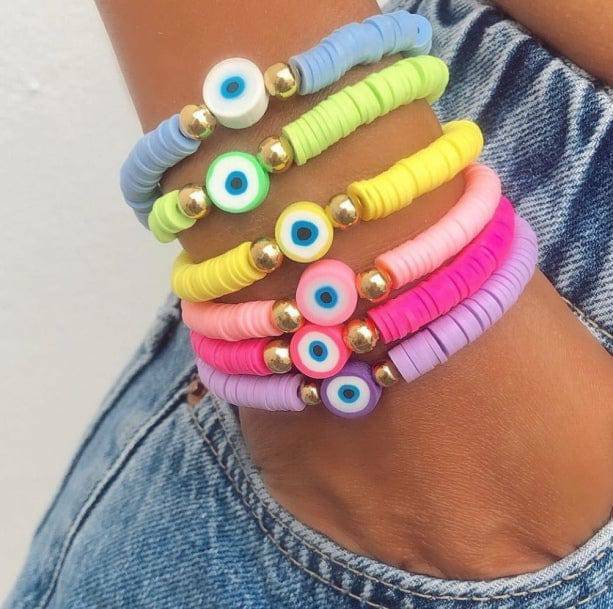 Set of 6 Evil Eye Bracelets - Aesthetic Jewelry for Y2K and Coquette Styles