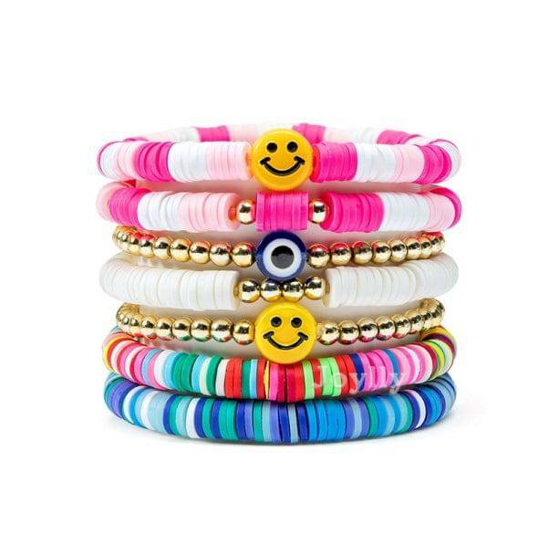 Set of 7 Aesthetic Preppy Bracelets for Y2K and Coquette Styles