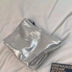 Shiny Metallic Makeup Bag for Y2K Fashion & Aesthetic Coquette Styles