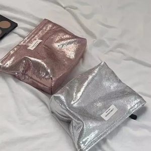 Shiny Metallic Makeup Bag for Y2K Fashion & Aesthetic Coquette Styles