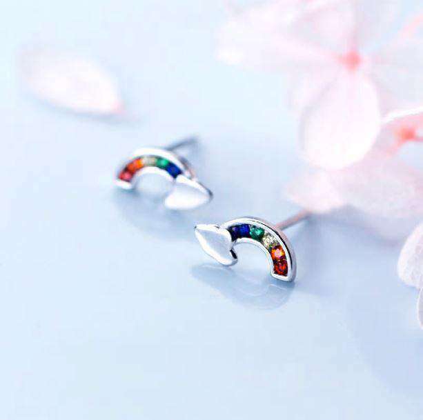 Silver Rainbow Earrings - Aesthetic Jewelry for Y2K and Coquette Styles