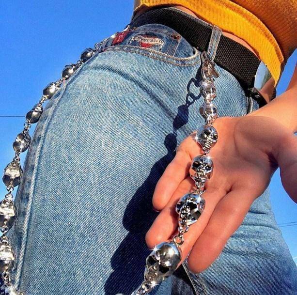 Skull Head Belt Chain - Y2K Fashion Accessory for Aesthetic Outfits