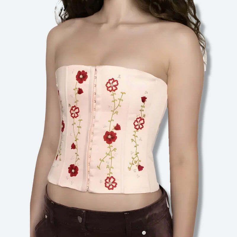 Soft Girl Beaded Corset Top - Y2K Aesthetic Fashion Essential